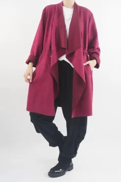 Made In Italy Sander Moleskin Touch Sporty Waterfall Jacket Magenta -Fashion Women's Store made in italy sander moleskin touch sporty waterfall jacket magenta04.jpg