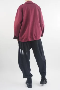 Made In Italy Sander Moleskin Touch Stretch Biker Jacket Bordeaux -Fashion Women's Store made in italy sander moleskin touch stretch biker jacket bordeaux3.jpg