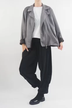 Made In Italy Sander Moleskin Touch Stretch Biker Jacket Storm -Fashion Women's Store made in italy sander moleskin touch stretch biker jacket ferrari storm4.jpg