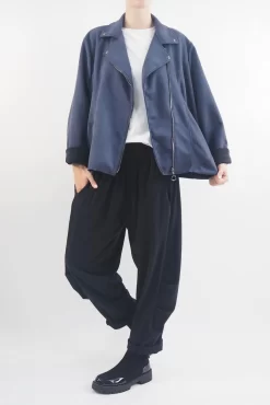 Made In Italy Sander Moleskin Touch Stretch Biker Jacket Midnight -Fashion Women's Store made in italy sander moleskin touch stretch biker jacket midnight4.jpg