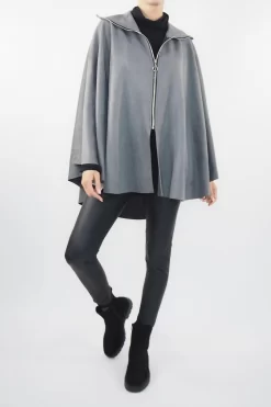 Made In Italy Sander Moleskin Touch Stretch Zippy Cape Shadow Grey