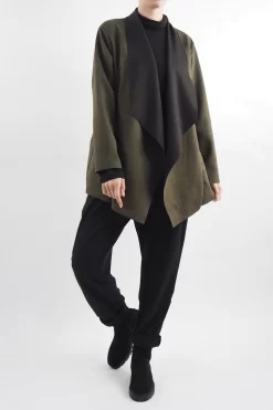 Made In Italy Sander Moleskin Touch Waterfall Blazer Bonsai