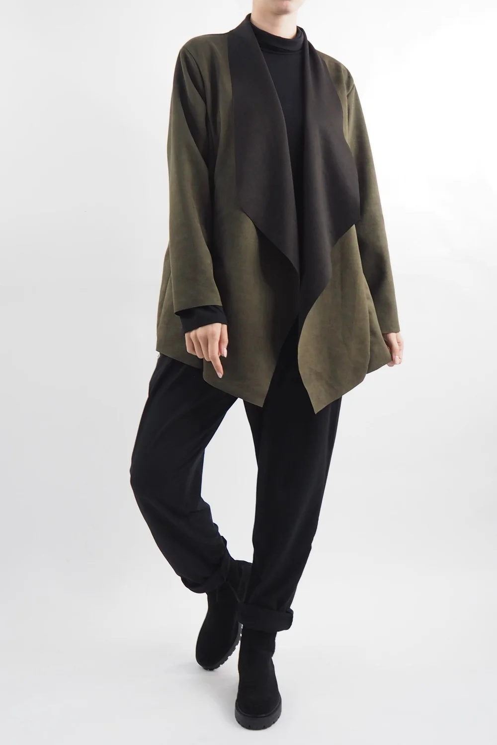 Made In Italy Sander Moleskin Touch Waterfall Blazer Bonsai 3 Made In Italy Sander Moleskin Touch Waterfall Blazer Bonsai