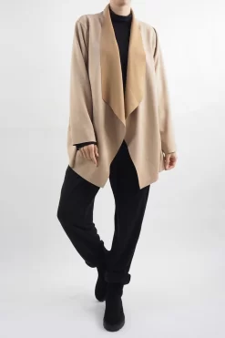 Made In Italy Sander Moleskin Touch Waterfall Blazer Nude