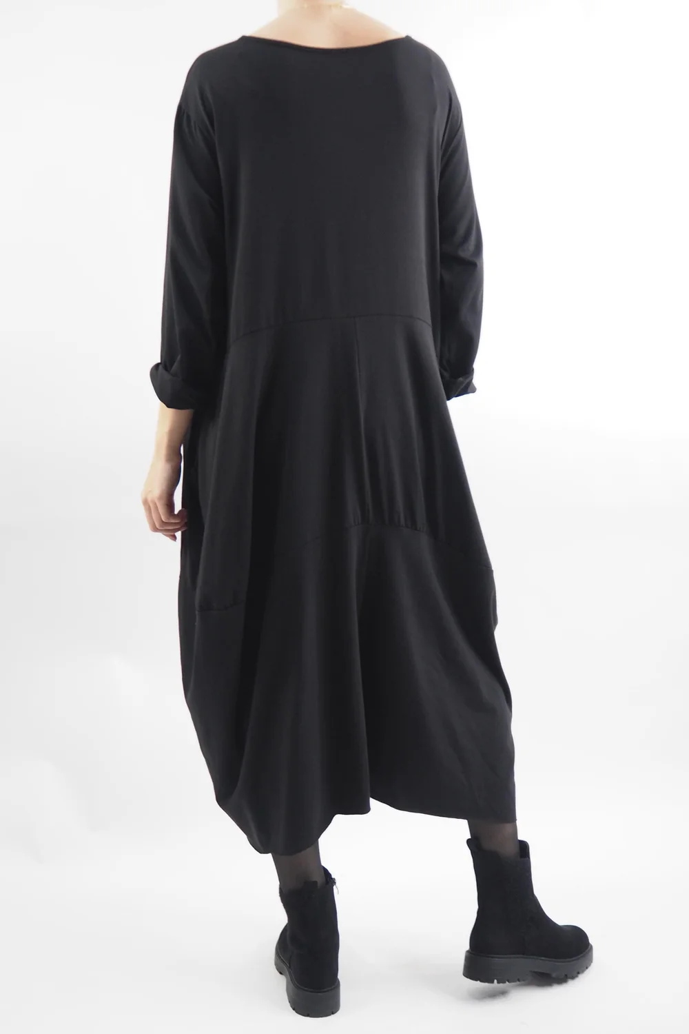 Made In Italy Sander Panel Long Sleeve Cocoon Dress Black 5 Made In Italy Sander Panel Long Sleeve Cocoon Dress Black - Image 3