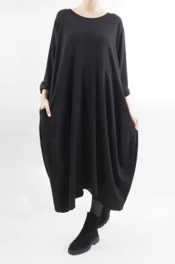 Made In Italy Sander Panel Long Sleeve Cocoon Dress Black 9 Made In Italy Sander Panel Long Sleeve Cocoon Dress Black -Fashion Women's Store made in italy sander panel long sleeve cocoon dress black13.jpg