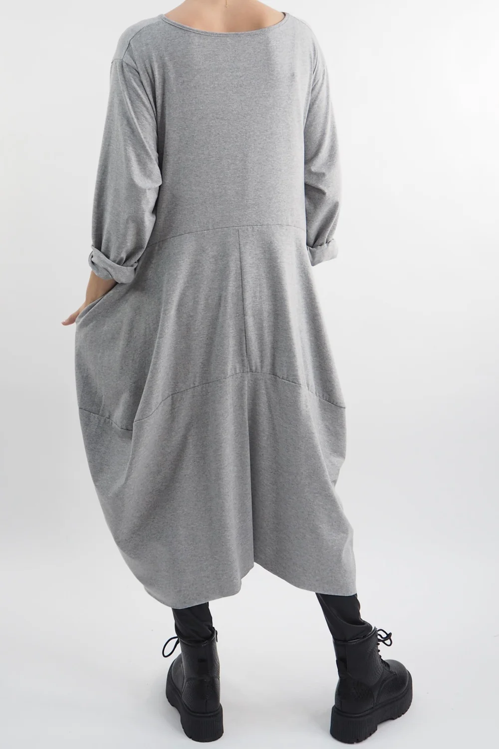 Made In Italy Sander Panel Long Sleeve Cocoon Dress Grey Marl 5 Made In Italy Sander Panel Long Sleeve Cocoon Dress Grey Marl - Image 3