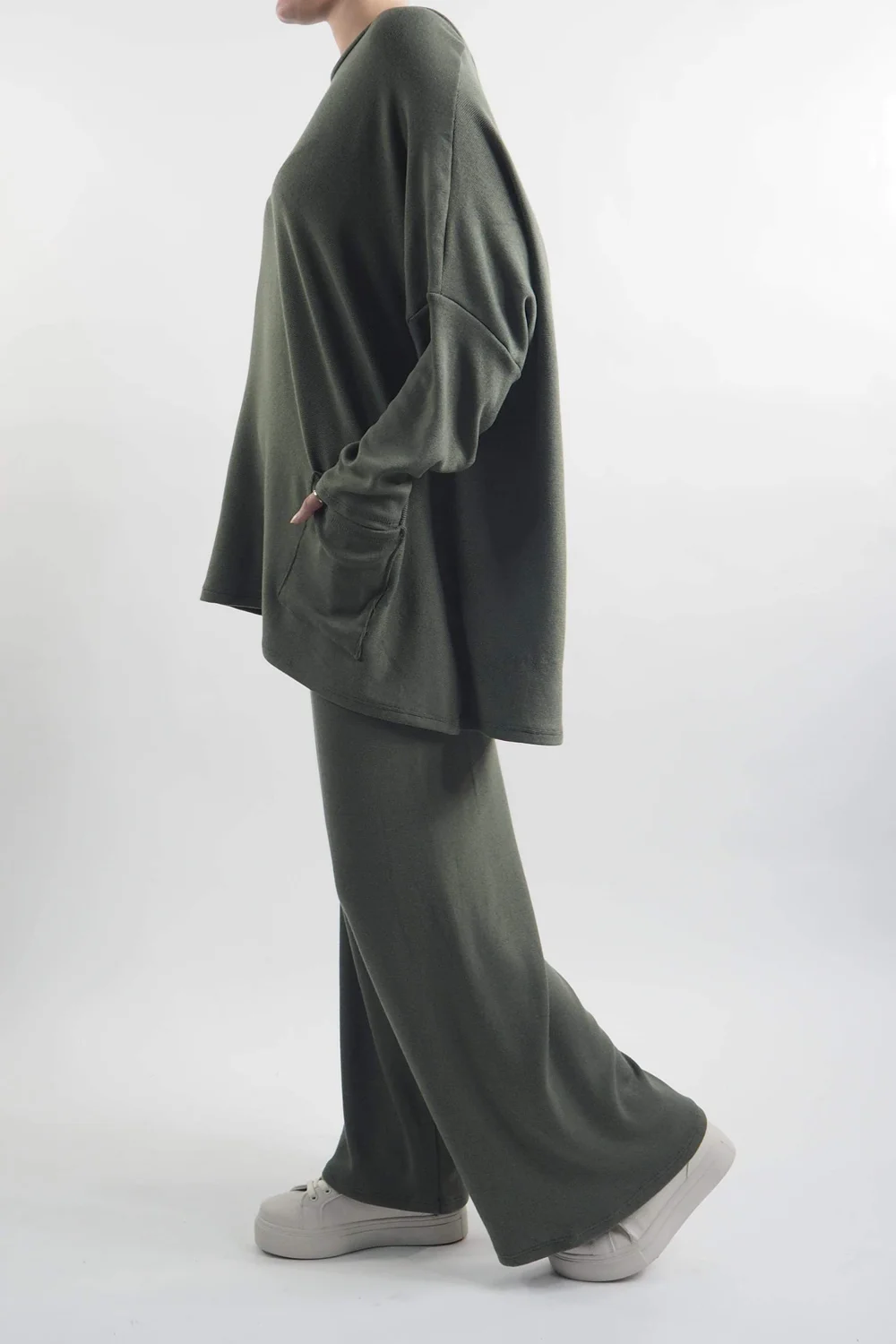 Made In Italy Chalet Pocketed Soft Knit Set Soft Khaki 4 Made In Italy Chalet Pocketed Soft Knit Set Soft Khaki - Image 2