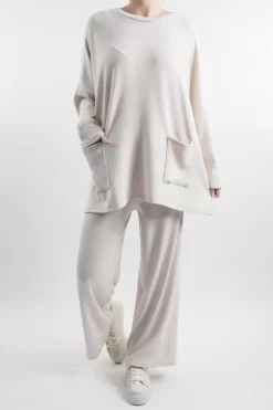 Made In Italy Chalet Pocketed Soft Knit Set Stone