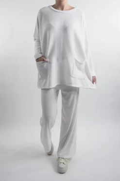 Made In Italy Chalet Pocketed Soft Knit Set Winter White