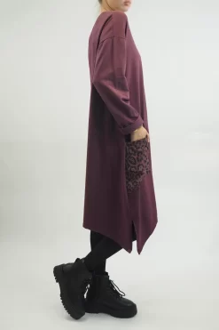 Made In Italy Tokyo Leopard Panel Dress Aubergine -Fashion Women's Store made in italy tokyo leopard panel dress aubergine 3.jpg