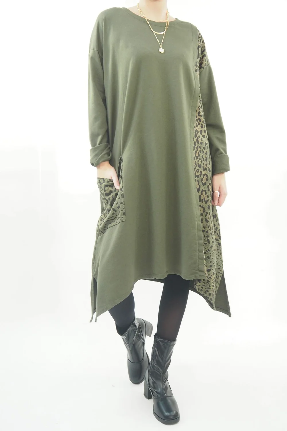 Made In Italy Tokyo Leopard Panel Dress Bonsai 3 Made In Italy Tokyo Leopard Panel Dress Bonsai