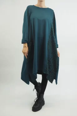 Made In Italy Tokyo Leopard Panel Dress Prussian