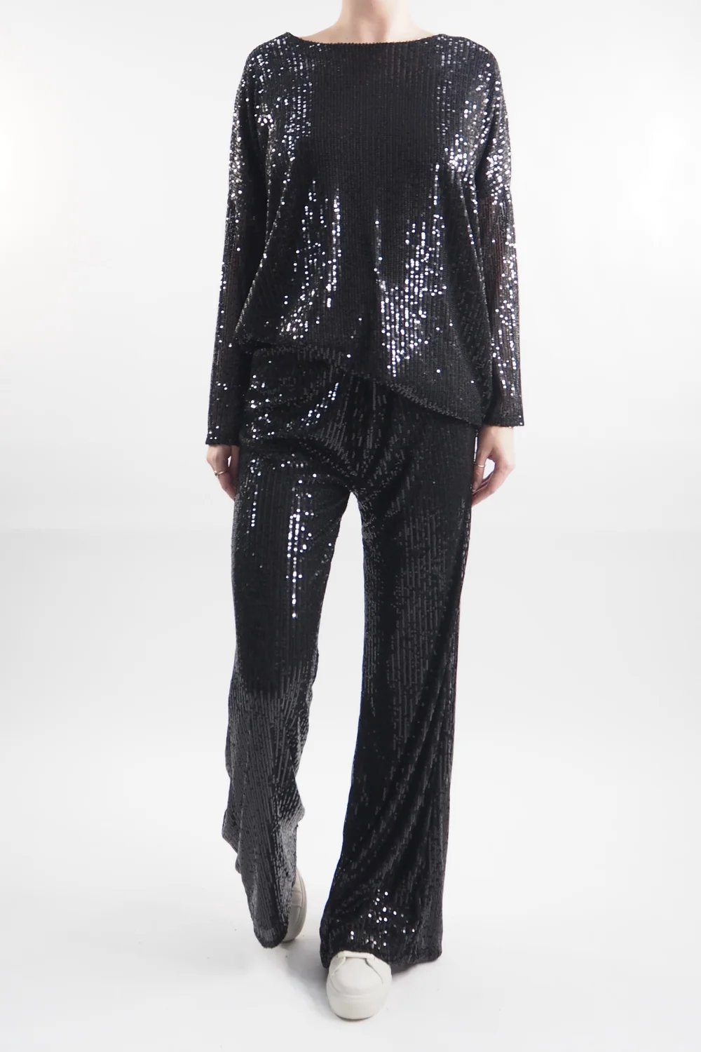 Made In Italy Trinny Shimmer Top Black / 3 Made In Italy Trinny Shimmer Top Black /