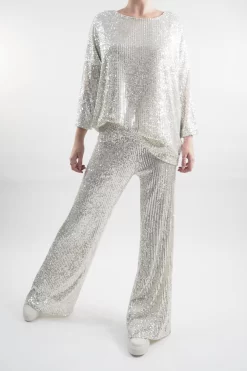 Made In Italy Trinny Shimmer Top Ecru /