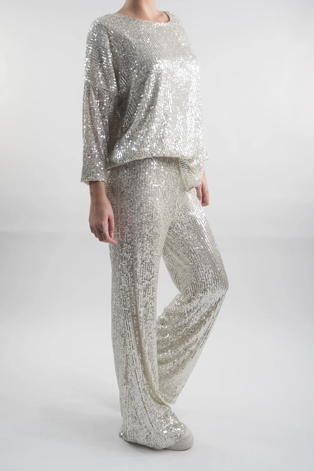 Made In Italy Trinny Shimmer Top Ecru / 4 Made In Italy Trinny Shimmer Top Ecru / - Image 2