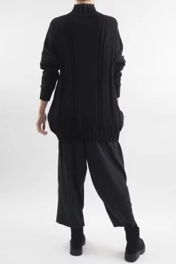 Made In Italy Turtle Cable Guy Knit Top Black -Fashion Women's Store made in italy turtle cable guy knit black4.jpg