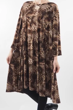 Made In Italy Zadig Leopard Panel Swing Dress Naturals / -Fashion Women's Store made in italy zadig leopard panel swing dress naturals204.jpg