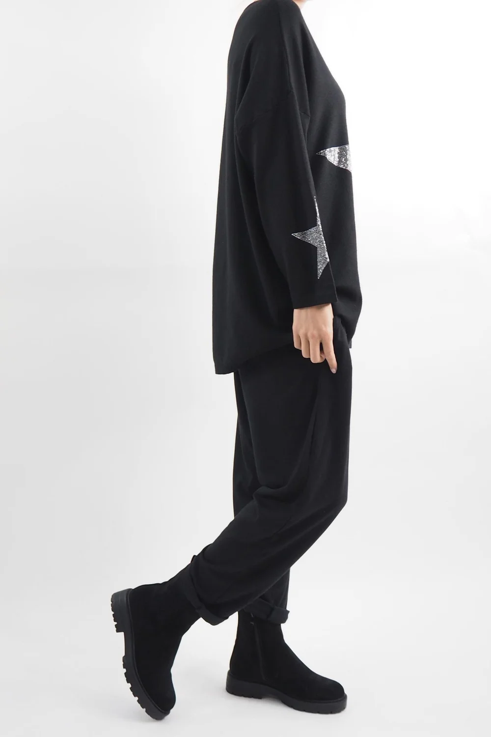 Made In Italy Zanda Star Super Soft Knit Top Black 4 Made In Italy Zanda Star Super Soft Knit Top Black - Image 2