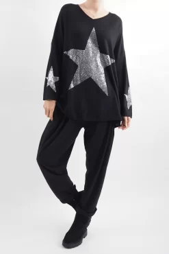 Made In Italy Zanda Star Super Soft Knit Top Black 9 Made In Italy Zanda Star Super Soft Knit Top Black -Fashion Women's Store made in italy zanda star super soft fine black04.jpg