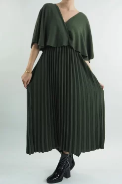 Made In Italy Zeta Cape Dress Khaki -Fashion Women's Store made in italy zeta cape dress khaki204.jpg