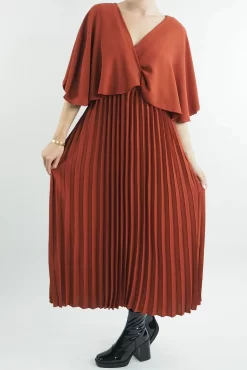 Made In Italy Zeta Cape Dress Saffron -Fashion Women's Store made in italy zeta cape dress saffron204.jpg