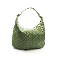 Malini Anna Olive Pyramid Raised Stud Boho Bucket Shape Leather Bag