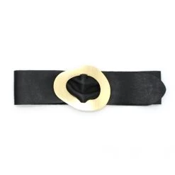 Malini Bella Black Metallic Leather Gold Tone Buckle Belt -Fashion Women's Store malini bella black metallic leather gold tone buckle belt p7540 26051 image