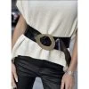 Malini Bella Black Metallic Leather Gold Tone Buckle Belt -Fashion Women's Store malini bella black metallic leather gold tone buckle belt p7540 26589 image