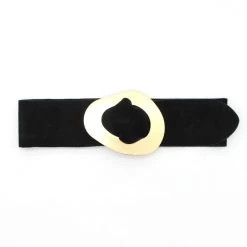 Malini Bella Black Suede Statement Buckle Belt