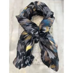 Malini Brushstroke Grey Misso Foil Print Scarf