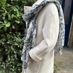 Malini Butterfly Grey And Pink Print Long Scarf -Fashion Women's Store malini butterfly grey and pink print long scarf p5882 23889 zoom