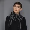 Malini Chris Black White Contrast Edge Button Closure Collar /scarf -Fashion Women's Store malini chris black white contrast edge button closure collar scarf p7591 26172 image