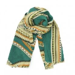 Malini Crinkle Green Stone Dot Print Scarf