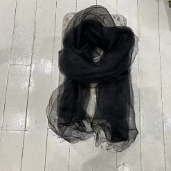 Malini Ellen Black Fringe Hem Silk Scarf -Fashion Women's Store malini ellen black fringe hem silk scarf p3691 26798 zoom