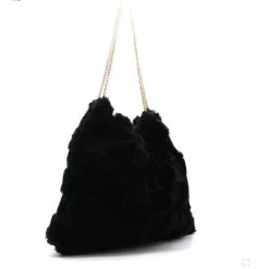 Malini Fifi Black Check B Faux Furry Bag