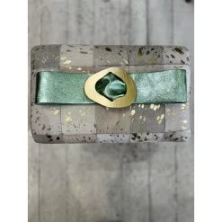 Malini Metallic Spearmint Leather Gold Tone Buckle Belt
