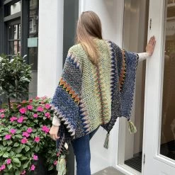 Malini Myra Blue Multi Knitted Tassle Trim Wrap / Shawl -Fashion Women's Store malini myra blue multi knitted tassle trim wrap shawl p6927 23712 zoom