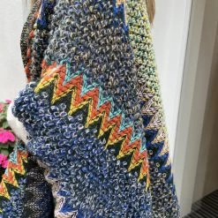 Malini Myra Blue Multi Knitted Tassle Trim Wrap / Shawl -Fashion Women's Store malini myra blue multi knitted tassle trim wrap shawl p6927 23713 zoom