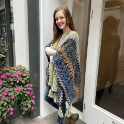 Malini Myra Blue Multi Knitted Tassle Trim Wrap / Shawl -Fashion Women's Store malini myra blue multi knitted tassle trim wrap shawl p6927 23715 zoom