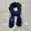 Malini Petal Blue Wool Blend Contrast Printed Tassle Trim Scarf -Fashion Women's Store malini petal blue wool blend contrast printed tassle trim scarf p7083 26775 zoom