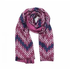 Malini Petal Fuschia Pink Wool Blend Contrast Printed Tassle Trim Scarf -Fashion Women's Store malini petal fuschia pink wool blend contrast printed tassle trim scarf p7082 26744 image
