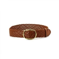 Malini Plaited Tan Leather Belt