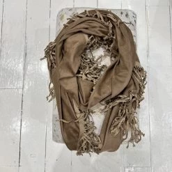 Malini Rapha Tan Studded Fringe Suedette Wrap