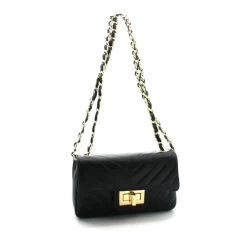 Malini Shelby Black Soft Leather Quilt Bag
