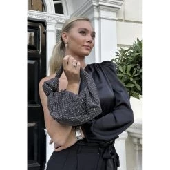 Malini Siena Black Sparkle Knot Handle Bag -Fashion Women's Store malini siena black sparkle knot handle bag p7553 26748 image