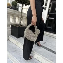 Malini Siena Gold Sparkle Knot Handle Bag