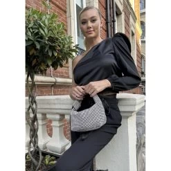 Malini Siena Silver Sparkle Knot Handle Bag -Fashion Women's Store malini siena silver sparkle knot handle bag p7555 26733 image