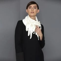 Malini Yasmin Cream Plain Button Closure Collar / Scarf