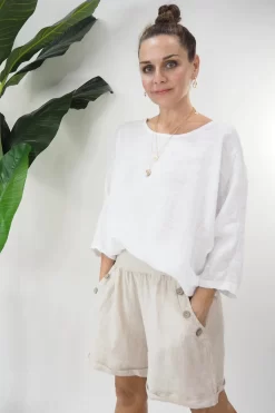 Made In Italy Pure Linen Benji Short Stone 7 Made In Italy Pure Linen Benji Short Stone -Fashion Women's Store the benji linen short stone 2.jpg